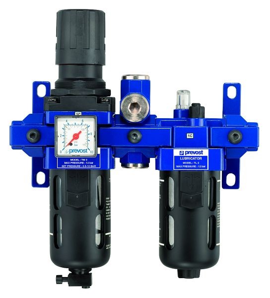 Prevost ALTO 3 Doppelblock - Filter-Manometer, Regler und Öler mit Befestigung und Zwischenstück, IG BSPP=G 1/2, Durchfluß=2800 Nm3/h, TB SME3
