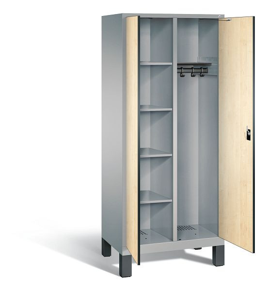 C+P Putzmittel-Spind Evolo, H1850xB810xT500mm, Farbe: Weißaluminium / Dekor Donau-Ahorn, 48060-22 S10086