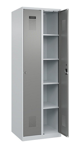 C+P Wäsche-Spind Evolo PLUS, 2 Abteile, 1850x600x500mm, 7035/0004, Verschluss Zylinderschloss, Ablageböden 8, 049000-20B S10041