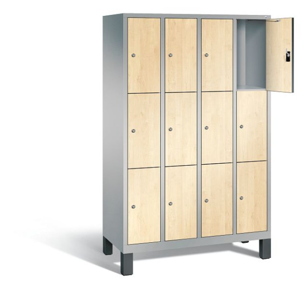 C+P Schließfachschrank Evolo, H1850xB1190xT500mm, Farbe: Weißaluminium / Dekor Donau-Ahorn, 48010-403 S10196