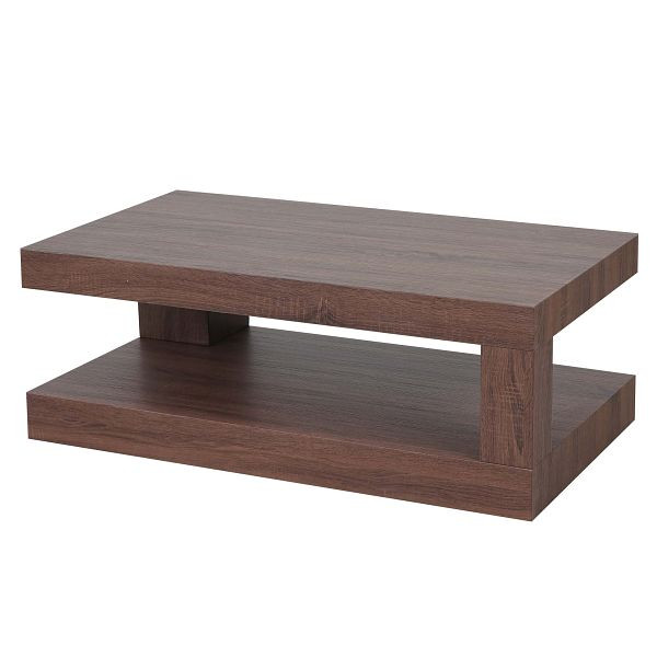 Mendler Couchtisch HWC-A32, Wohnzimmertisch, 3D-Struktur, 40x110x60cm, braune Eicheoptik, 59397+59398