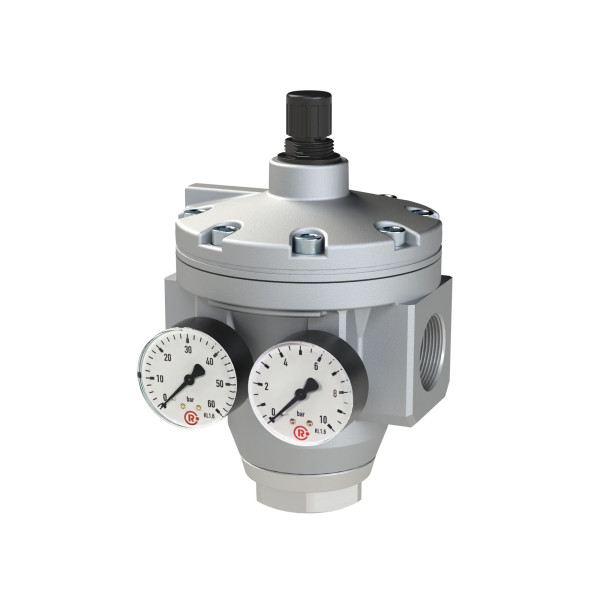 Riegler Großdruckregler mit 2 Manometern, G 1 1/2, Regelbereich 0,5 - 6 bar, 146272