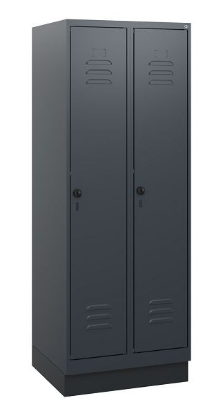 C+P Umkleidespind Classic PLUS, Sockel, 2 Abteile, 1630x600x500mm, 7016/7016, Drehriegel, 0800205-20 S10012