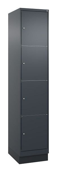C+P Schließfachschrank Classic PLUS, Sockel, 1950x400x500mm, 7016/7016, mit 4 Fächern, 080020-124 S10015