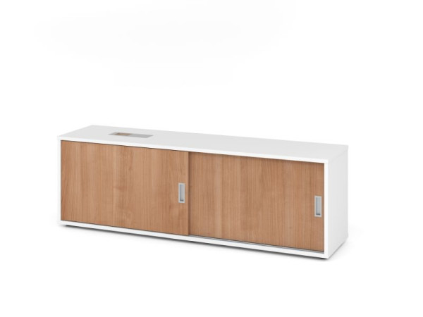 Hammerbacher Sideboard 1751S, 1,5 OH, Weiß / Nussbaum, 160x40x52cm, 1 verstellbarer Fachboden, XMST, XDSM, XBHM, XB, V1751S/W/N