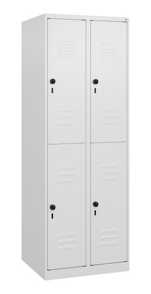 C+P Doppelstöckiger Spind Classic PLUS, 2 Abteile, 1700x600x500mm, 9016/9016, Drehriegel, 0803007-20 S10012