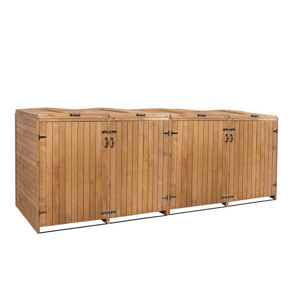 Mendler XL 4er-/8er-Mülltonnenverkleidung HWC-H74, Mülltonnenbox, erweiterbar 120x75x96 Holz, braun, 2x73980+2x74652
