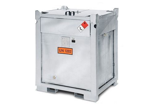 DENIOS Mobile Dieseltankstelle MDT 1000 aus Stahl, 230 V Pumpe, 1000 Liter, liegend, 122854