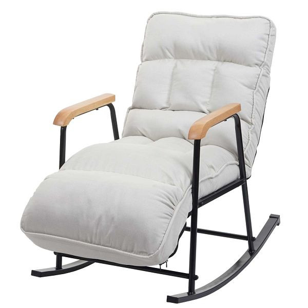 Mendler Schaukelstuhl HWC-K40, Schaukelsessel Schwingstuhl Relaxsessel, Liegefunktion Metall, Stoff/Textil creme-beige, 92086