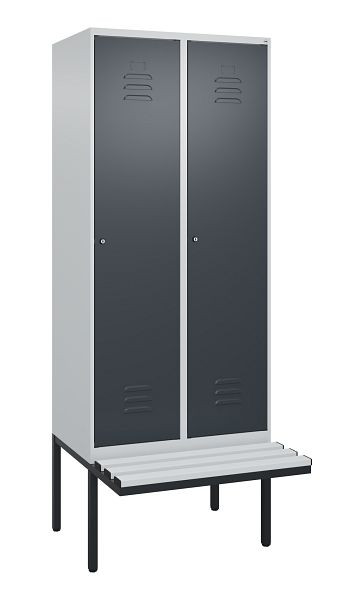 C+P Umkleidespind Classic PLUS, 2 Abteile, 2120x800x815mm, 7035/7016, Zylinderschlösser, 0800407-22 S10023