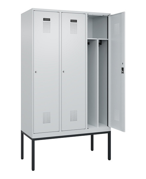 C+P Spind Evolo PLUS, Gestell, 3 Abteile, 2120x1200x500mm, 7035/7035, Verschluss Zylinderschloss, 0490307-32F S10040