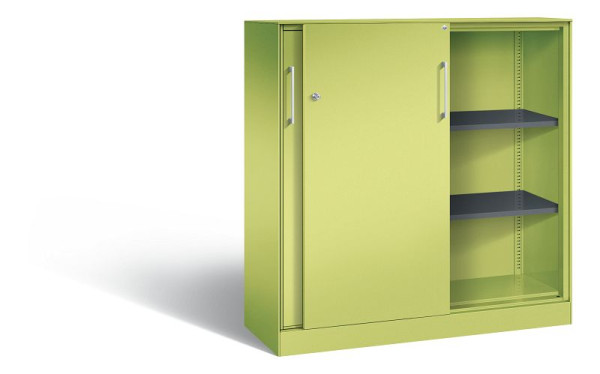 C+P Schiebetürenschrank Asisto, H1310xB1200xT435mm, Farbe: Viridingrün / Viridingrün, Bügelgriff, 3 OH, 142031-000 S10126