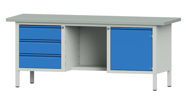 ANKE Werkbänke Kastenwerkbank, Modell 355 E, 2000 x 700 x 840 mm, RAL 7035/5012, ZBP 40 mm, 510.414