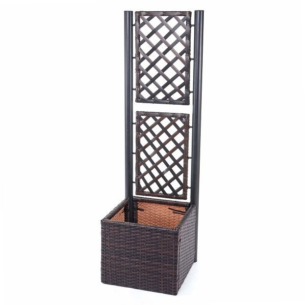 Mendler Poly-Rattan Rankgitter HWC-D76, Pflanzkasten Rankhilfe, 142x43x43cm, braun, 64274