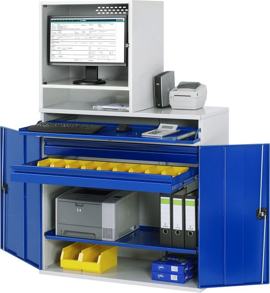 RAU Computer-Schrank - Modell 66, B1100 x T520 x H1770 mm, Monitorgehäuse B650 x T520 x H710 mm, 07-1100-M66-MG5.11