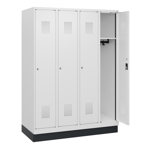 C+P Spind Evolo PLUS, Sockel, 4 Abteile, 1630x1200x500mm, 9016/9016, Zylinderschloss, 0490205-40 S10047