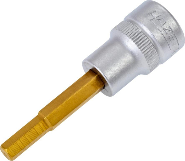 Hazet Schraubendreher-Steckschlüsseleinsatz, Vierkant hohl 10 mm, Innen-Sechskant Profil, 5 mm, Kurze Ausführung Mit Rändelung, 8801-5