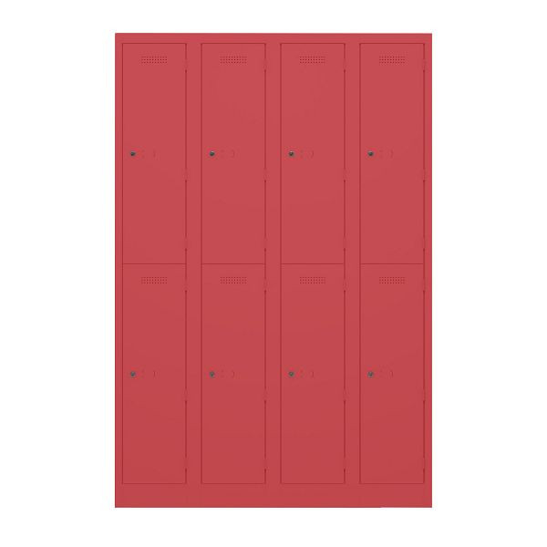 Bisley Garderobenschrank Primary Locker, 4 Abteile, je 2 Fächer, 670 kardinalrot, PL3050Q2670