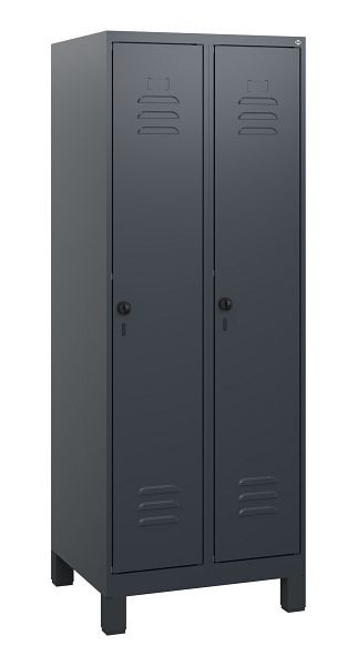 C+P Umkleidespind Classic PLUS, Füße, 2 Abteile, 1630x600x500mm, 7016/7016, Drehriegel, 0800105-20 S10012