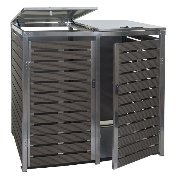 Mendler XL 2er/4er Mülltonnenverkleidung HWC-K14, Mülltonnenbox, 117x144x102cm WPC Edelstahl 88kg, anthrazit, 87684+87685
