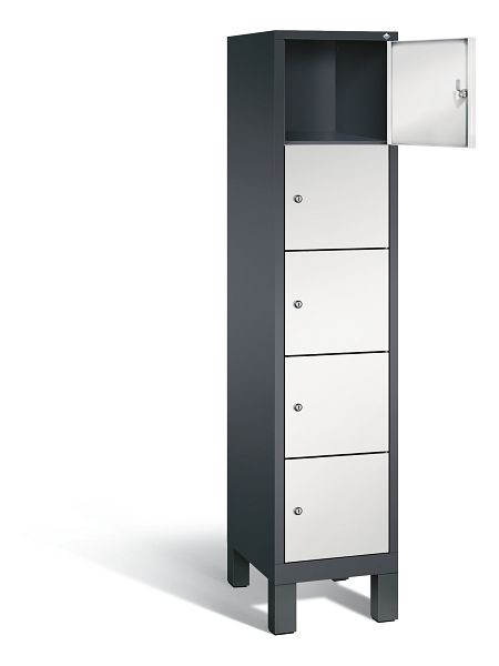 C+P Schließfachschrank Evolo, H1850xB420xT500mm, Farbe: Schwarzgrau / Lichtgrau, 48010-125 S10014
