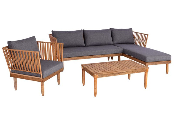 Mendler Garten-Garnitur HWC-L29, Garnitur Sitzgruppe Lounge-Set Sofa, Akazie Holz MVG, dunkelgrau, 99105+99106