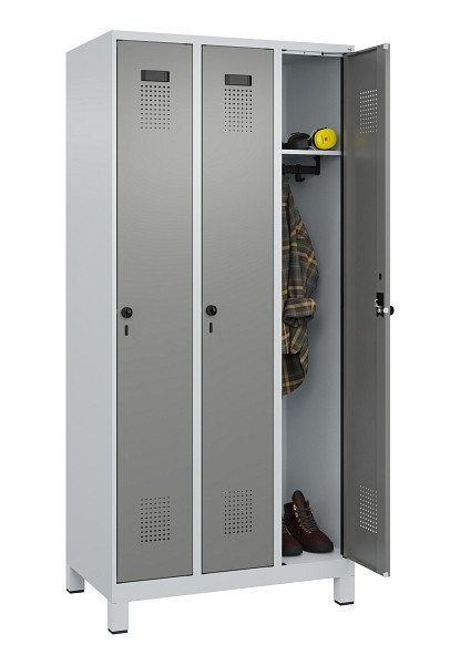 C+P Spind Evolo PLUS, mit Füßen, 3 Abteile, 1950x900x500mm, 7035/0004, Verschluss Drehriegel, Ablageböden 3, 049010-30 S10014
