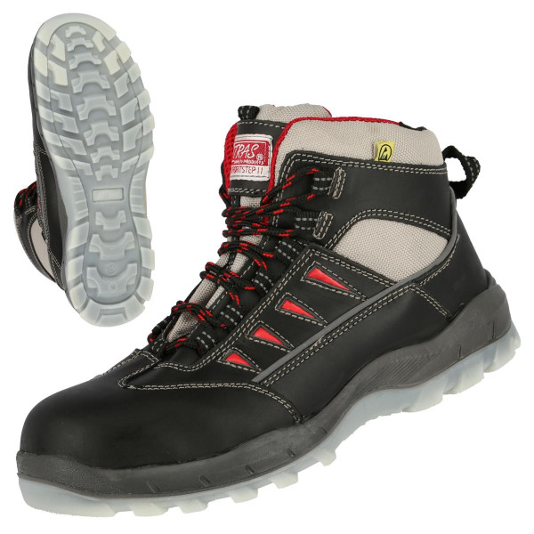 NITRAS SPORT STEP MID, S3 Sicherheitsstiefel, strapazierfähiges Vollleder, schwarz, Größe: 48, VE: 10 Paar, 7301-48