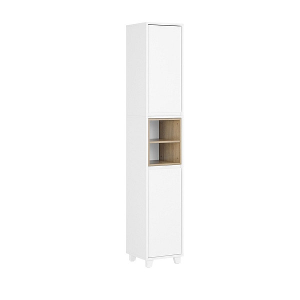 SoBuy Badezimmerschrank mit einer Tür Weiß 30x30x170 cm, Funktional, BZR147-W