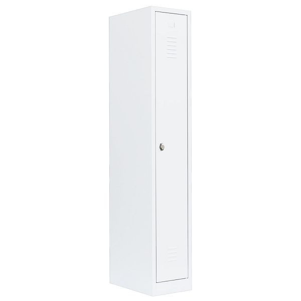 Lüllmann Stahl-Kleiderschrank / Garderobenschrank, 1800 x 315 x 500 mm, Signalweiß/Signalweiß, 510117