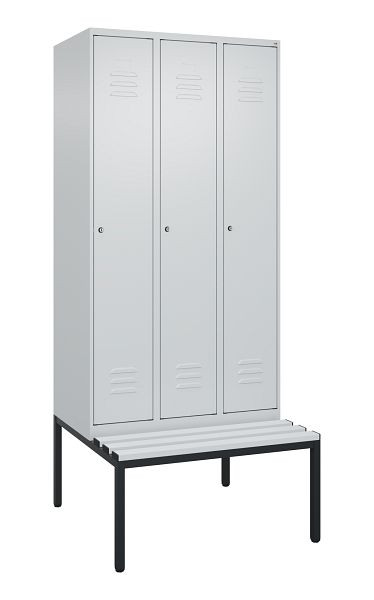 C+P Umkleidespind Classic PLUS mit Mitteltrennwand, 3 Abteile, 2120x900x815mm, 7035/7035, Zylinderschlösser, 0800507-30F S10024