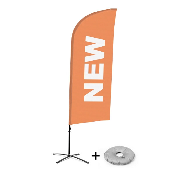 Showdown Displays Beachflag Alu Wind Komplett-Set Neu Orange Englisch Kreuzständer, BFAW310-CB30-WB-I92