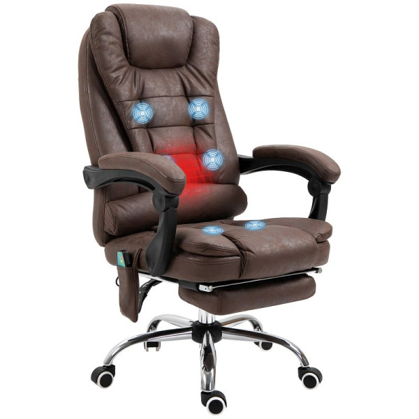 Vinsetto Bürostuhl mit Massagefunktion, ergonomisch, 65x160x104cm, Braun, 921-318V91BN