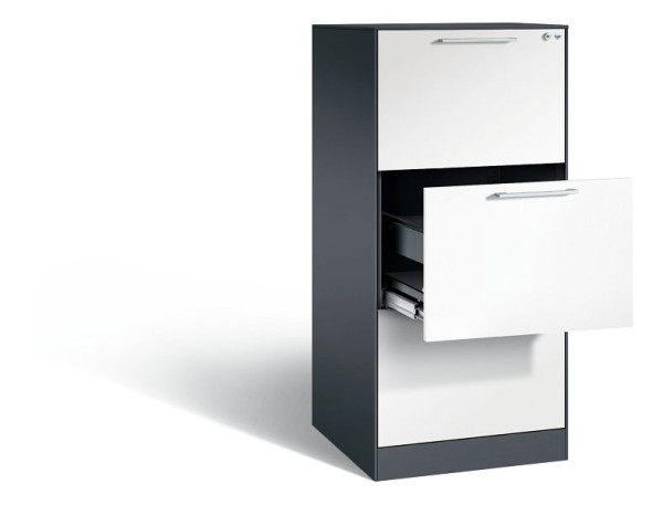 C+P Hängeregistraturschrank Asisto, H1310xB562xT600mm, Farbe: Schwarzgrau / Verkehrsweiß, Bügelgriff, 146224-301 S10082