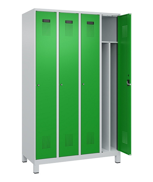 C+P Spind Evolo PLUS, mit Füßen, 4 Abteile, 1950x1200x500mm, 7035/6037, Verschluss Zylinderschloss, 049010-40F S10038