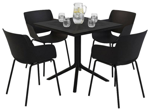CLP Gartenmöbel-Set Lirra mit 4 Stühlen, schwarz, 328129