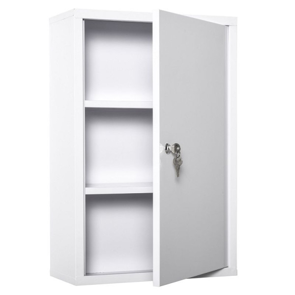 kleankin Medizinschrank aus Edelstahl und gehärtete Glastür Arzneischrank zur Medikamten-Aufbewahrung, Abschließbar, 3 Fächer, 20 x 12 x 58 cm, 834-295
