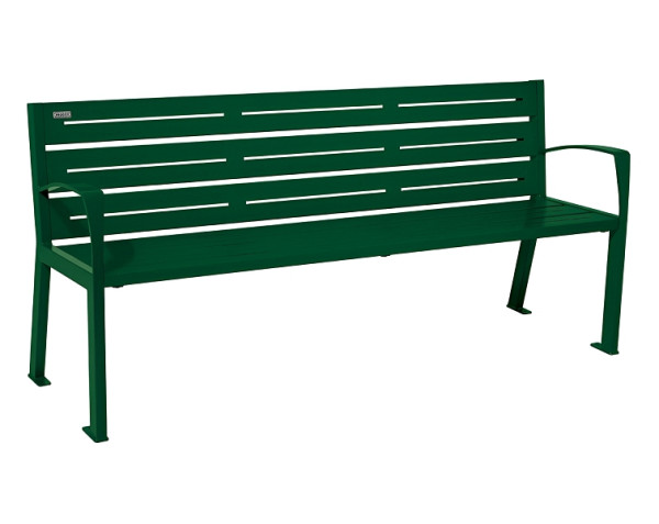 Procity Sitzbank Silaos® 6 Leisten, 100% Stahl, Mit Armlehne, Ein- Oder Zweifarbirg, RAL 6005/RAL 6005, 209616.6005