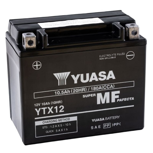 YUASA AGM YTX12 Motorradbatterie 12V 10Ah 180A, 102565