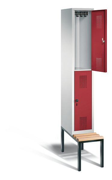 C+P Spind doppelstöckig Evolo, H2090xB320xT815mm, Farbe: Lichtgrau / Rubinrot, 48350-10 S10015