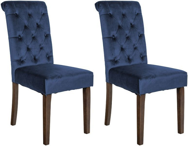 CLP 2er Set Esszimmerstühle Lisburn Samt, blau, 322779