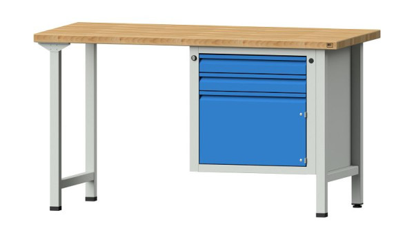 ANKE Werkbänke Kombiwerkbank, Modell 702 E, 1500 x 700 x 840 mm, RAL 7035/5012, BMP 40 mm, 510.508