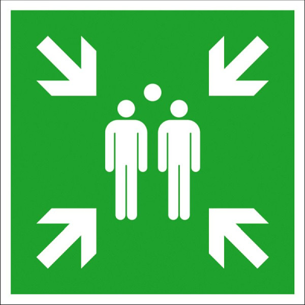 Stein HGS Rettungsschild Sammelstelle, 400 x 400 mm / Kunststoff, Hart-PVC,witterungsbeständig, 43.a2010