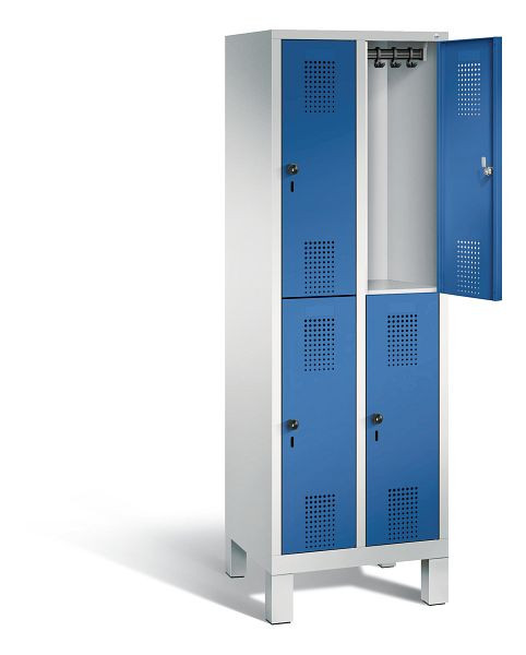C+P Spind doppelstöckig Evolo, H1850xB610xT500mm, Farbe: Lichtgrau / Enzianblau, 48310-20 S10136