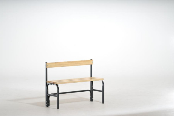 SYPRO Sitzbank mit Rückenlehne (Typ F) 101, einseitig, Stahl/ Holz, anthrazit, 131447