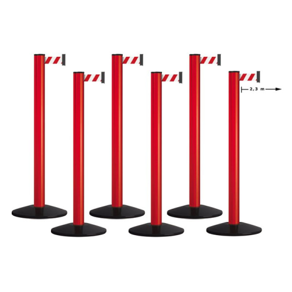 Stein HGS Personenleitsystem 6er-Set -Beltrac Classic Safety-, mobil, gelb (RAL 1018), gelb/schwarz schraffiert, VE: 6 Stück, 12441