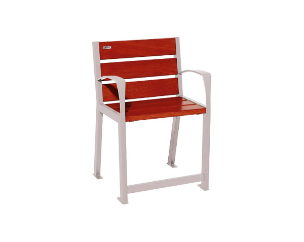 Procity Stuhl Silaos Für Senioren 6 Holzlatten, Mit Armlehne, Holz & Stahl, Mahagoni/RAL 7044, 209620.7044.ACAJ
