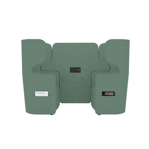 Bisley Raum in Raum Lösung Vivo, Zweisitzer, Hohe Rückenlehne, 2 Seitentaschen, 2 Steckdosen und 2 USB Anschlüsse, NE0496 dunkelgrün, VIVH2SETPS2.NE0496