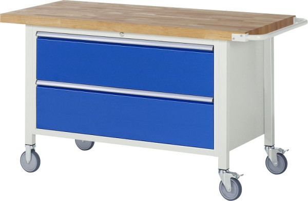 RAU Fahrbare Werkbank 8000 - Modell 8355, B1500 x T700 x H880-1080 mm, Unterbau-Container, 2x Schubladen: 2xH270 mm, 05-8355A2-157B4H.11