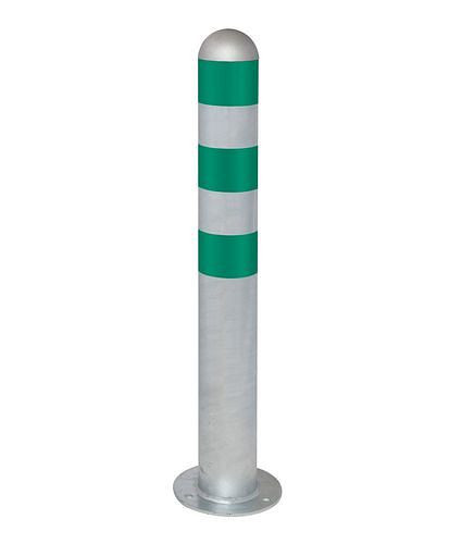 DENIOS Ladesäulen Rammschutz-Poller aus Stahl, H 800 mm, Ringe grün, zum Aufdübeln, 280370